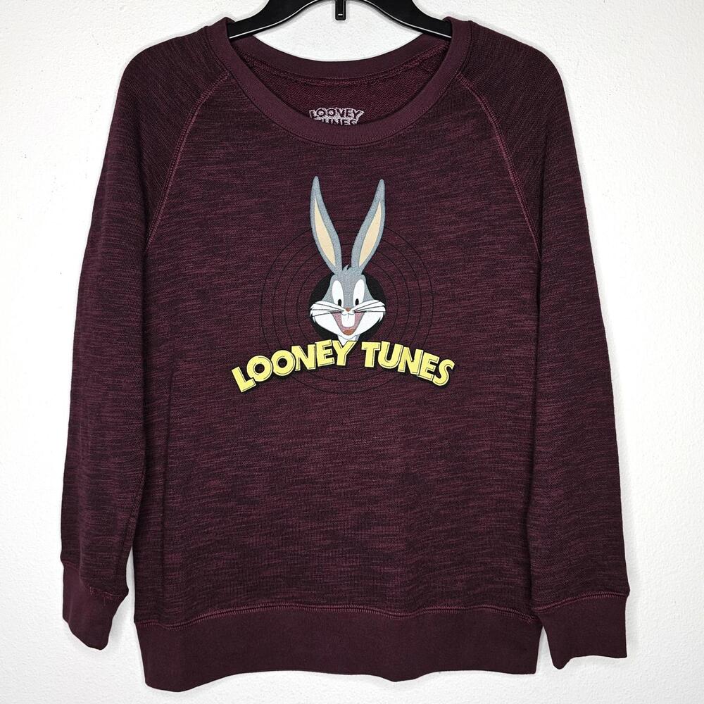 NWOT Looney Tunes Women's Burgundy/Bugs Bunny Sweatshirt Size Medium - Picture 1 of 4